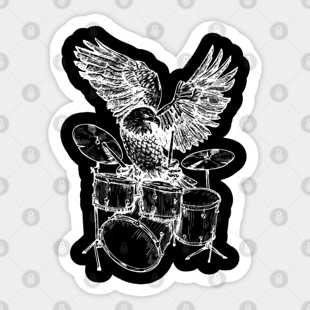 SEEMBO Eagle Playing Drums Musician Drummer Drumming Band Sticker by SEEMBO